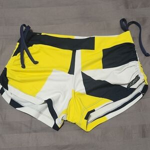 Yellow and Black Women's Yoga Shorts